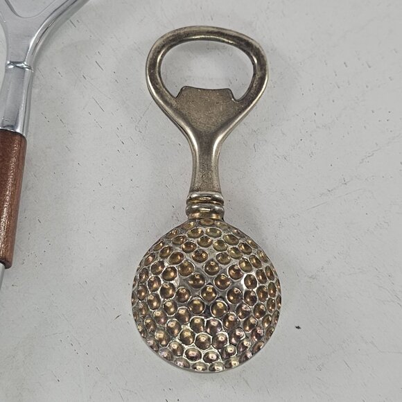 Golf Club & Dimpled Golf Ball Bottle Opener Set Vintage Style Metal - Picture 2 of 6